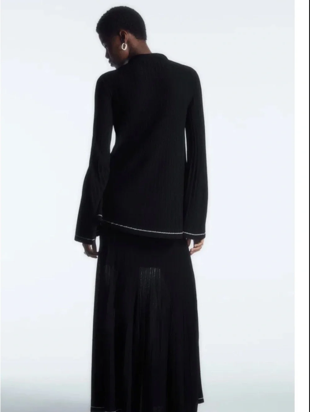 COS Black Pleated Knitted Skirt